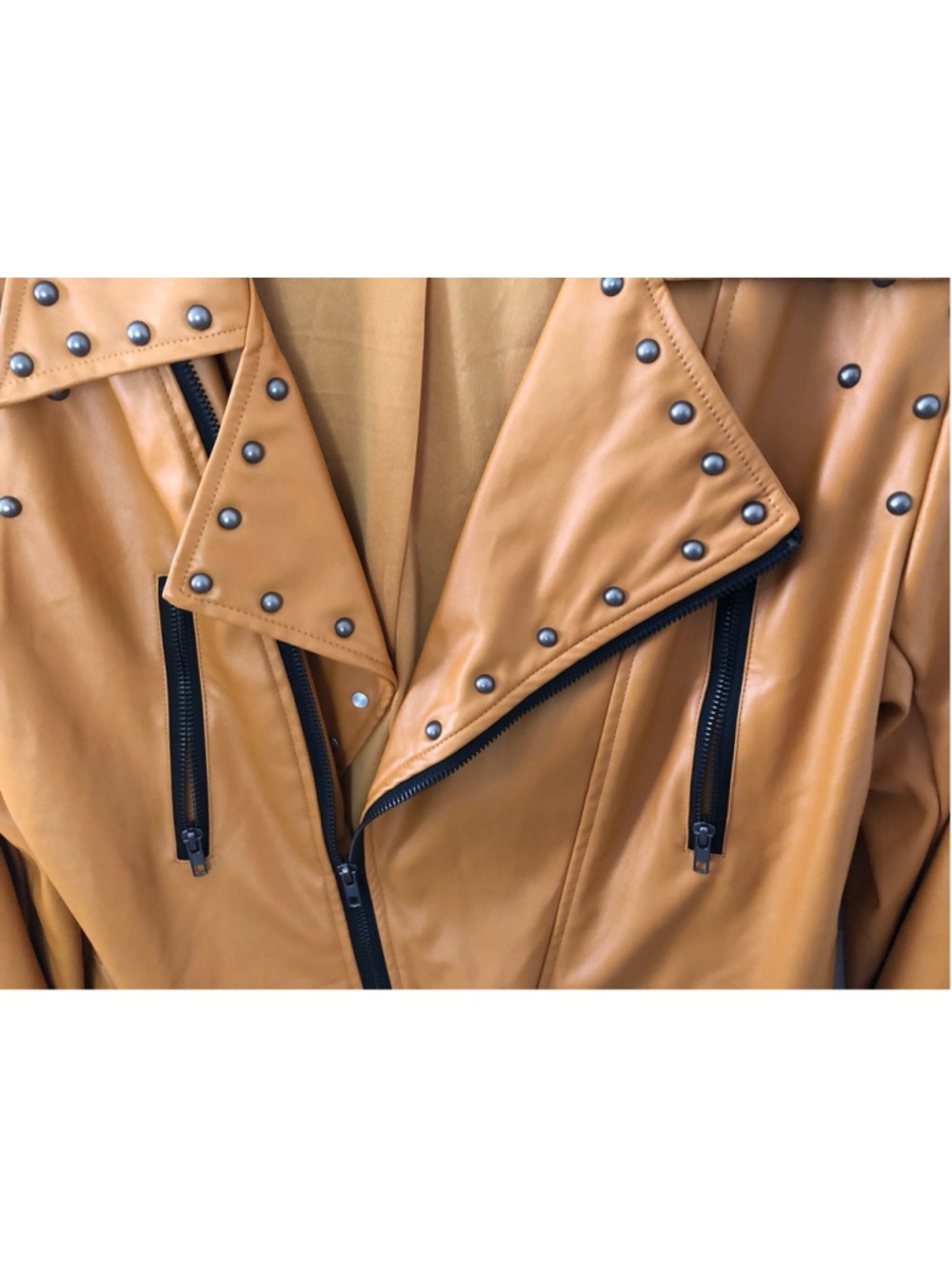 Sz M Crazy Train Studded Moto Brando Biker Style Jacket Western Punk PU Leather - Picture 7 of 12